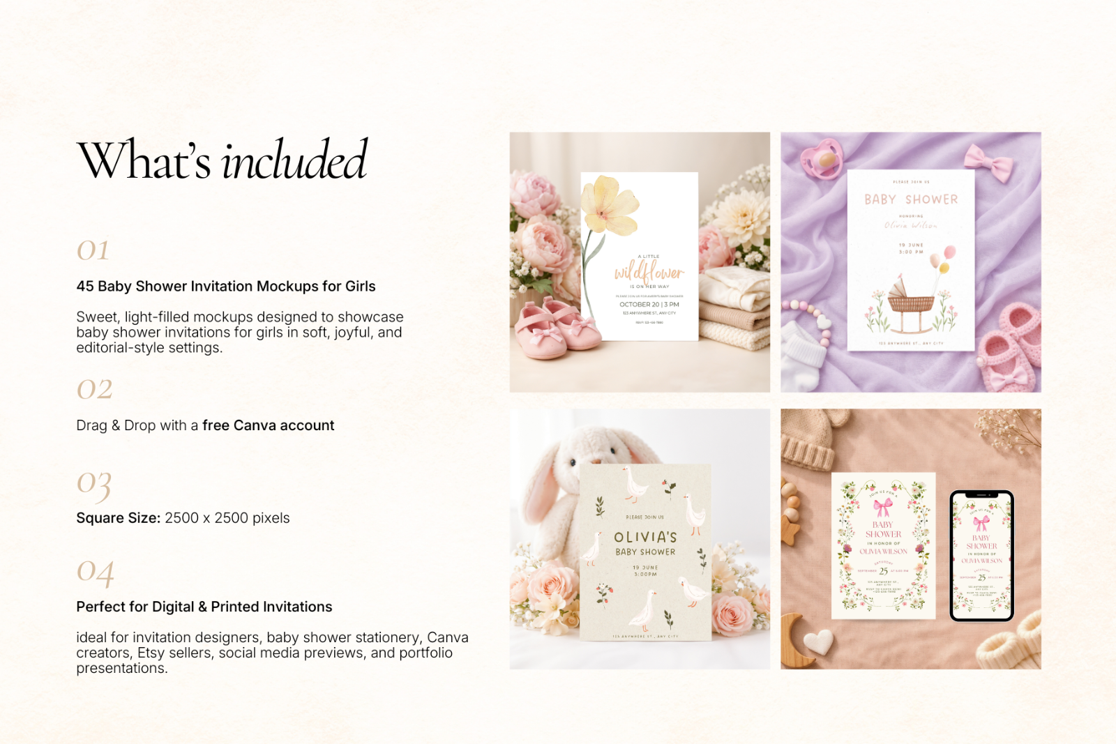 Baby Shower Invitation Canva Mockups — image 3