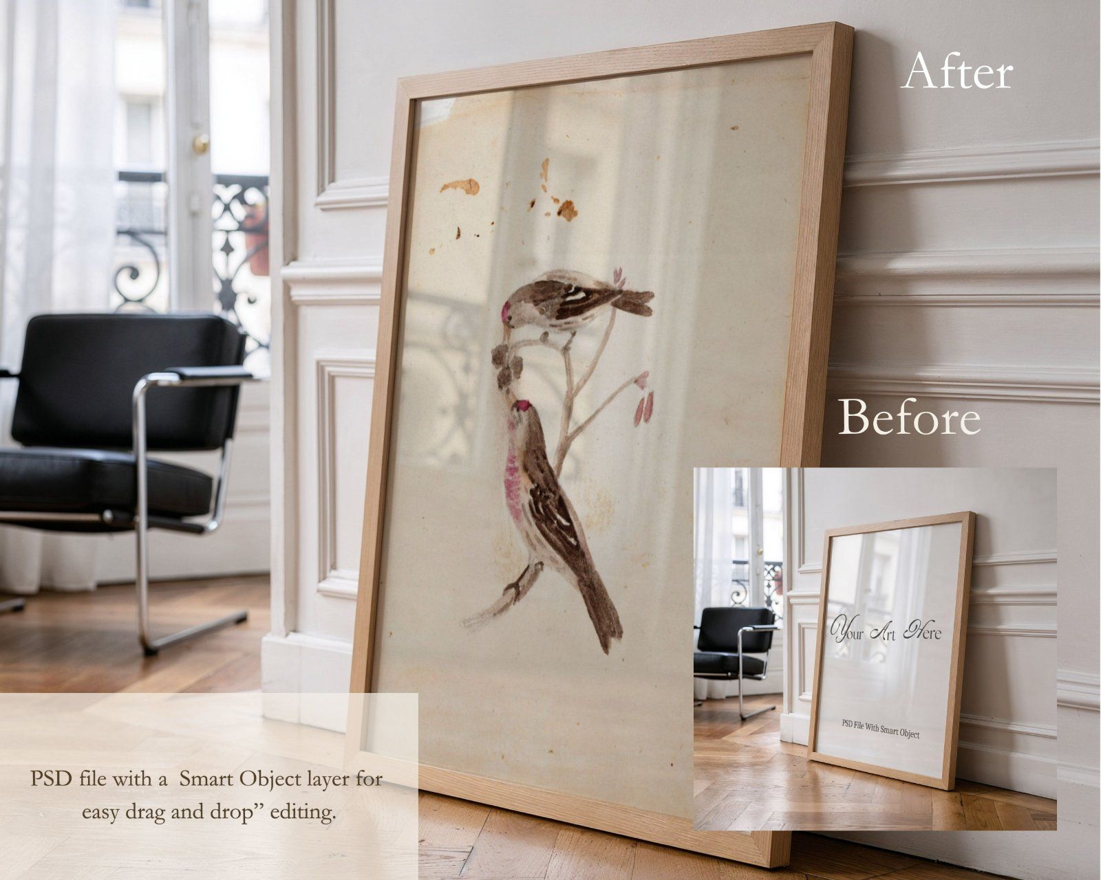 3x4 Portrait Frame PSD, Vertical Poster Mockup, Glass Effect Frame, — image 2