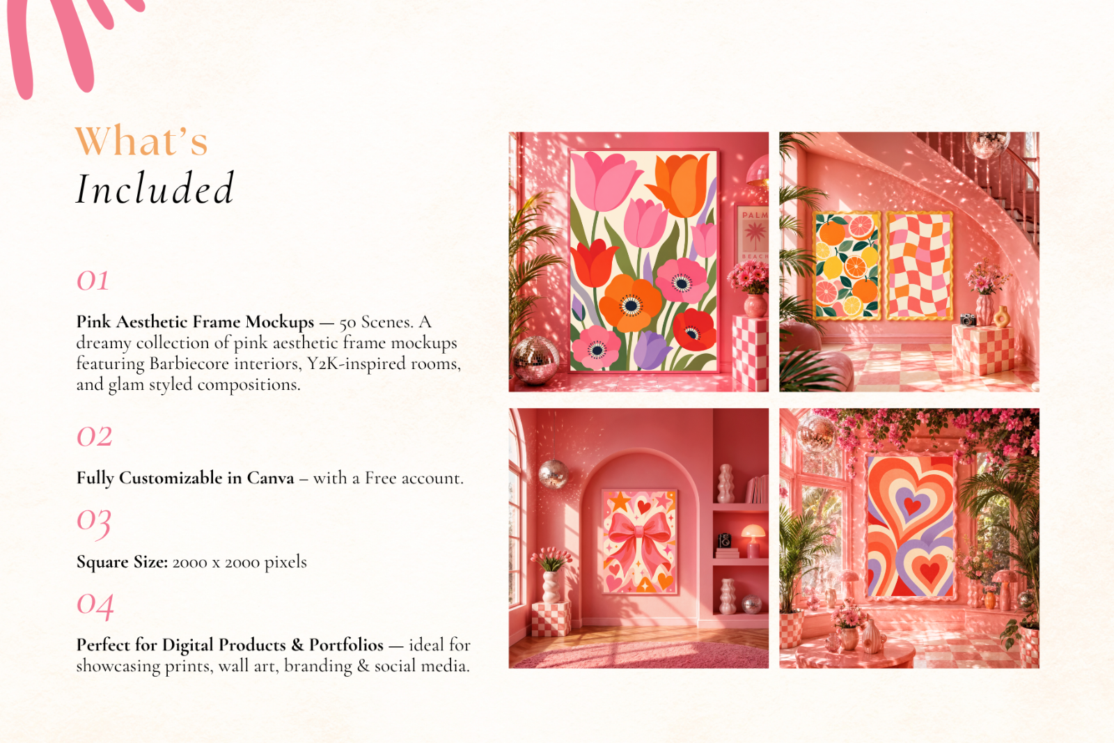 50 Girly Pink Aesthetic Frame Mockup — image 3