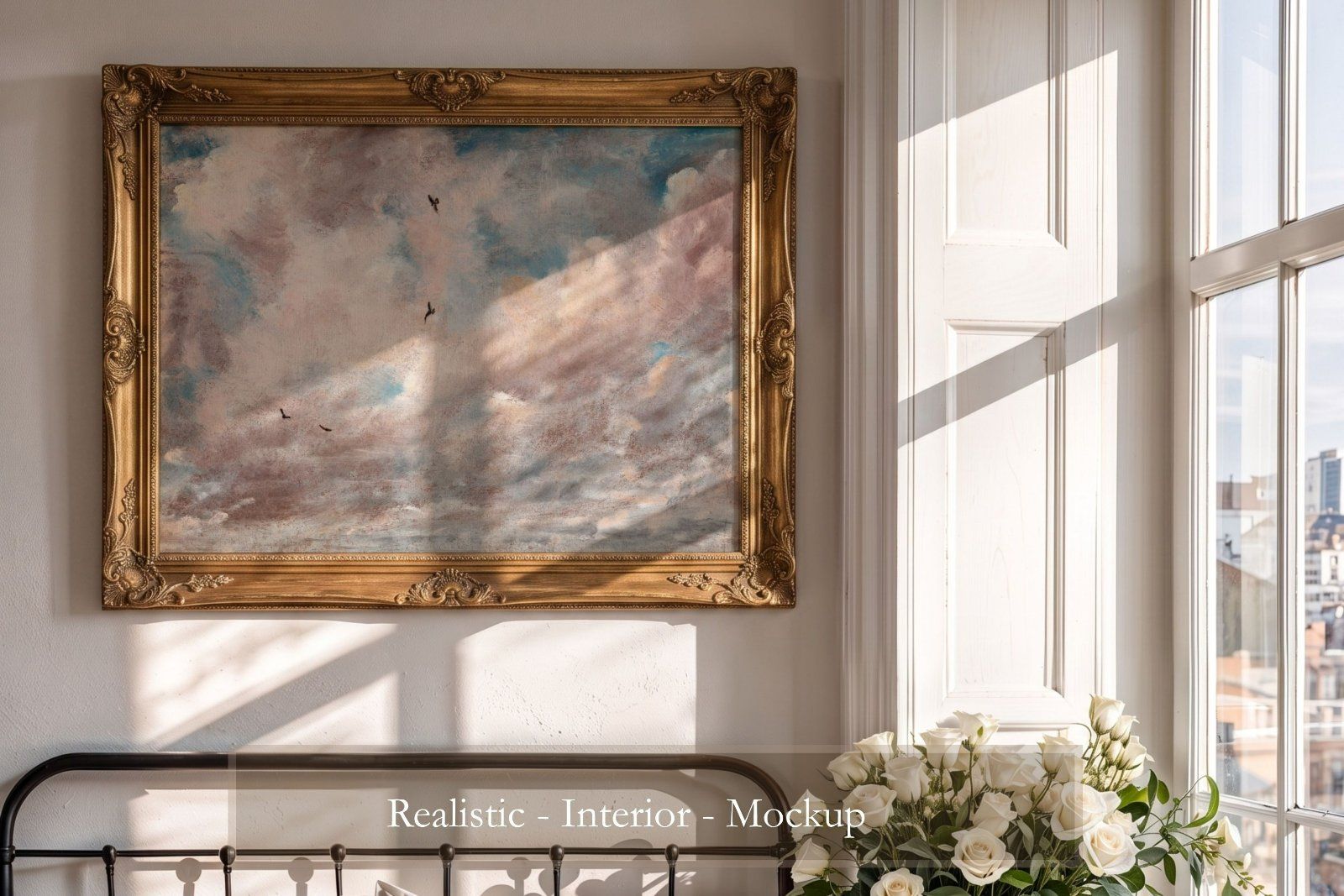 Gold ornate horizontal frame mockup — image 8