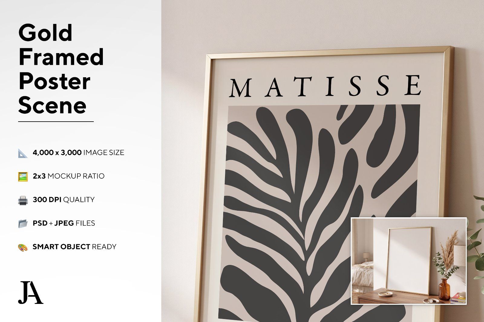 Gold Framed Poster | 2x3 Ratio PSD — image 3
