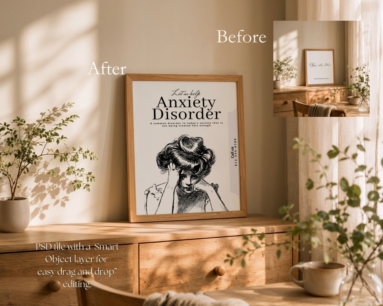 Rustic Oak Wooden Frame Mockup Bundle PSD | 4x5, 5x4 Ratio | Vertical & Horizontal | — image 3