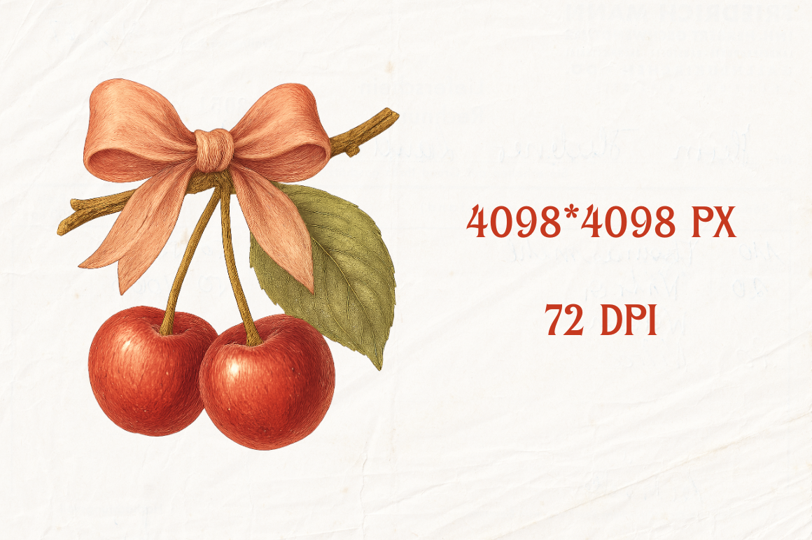 Cherries Vintage Illustration — image 3