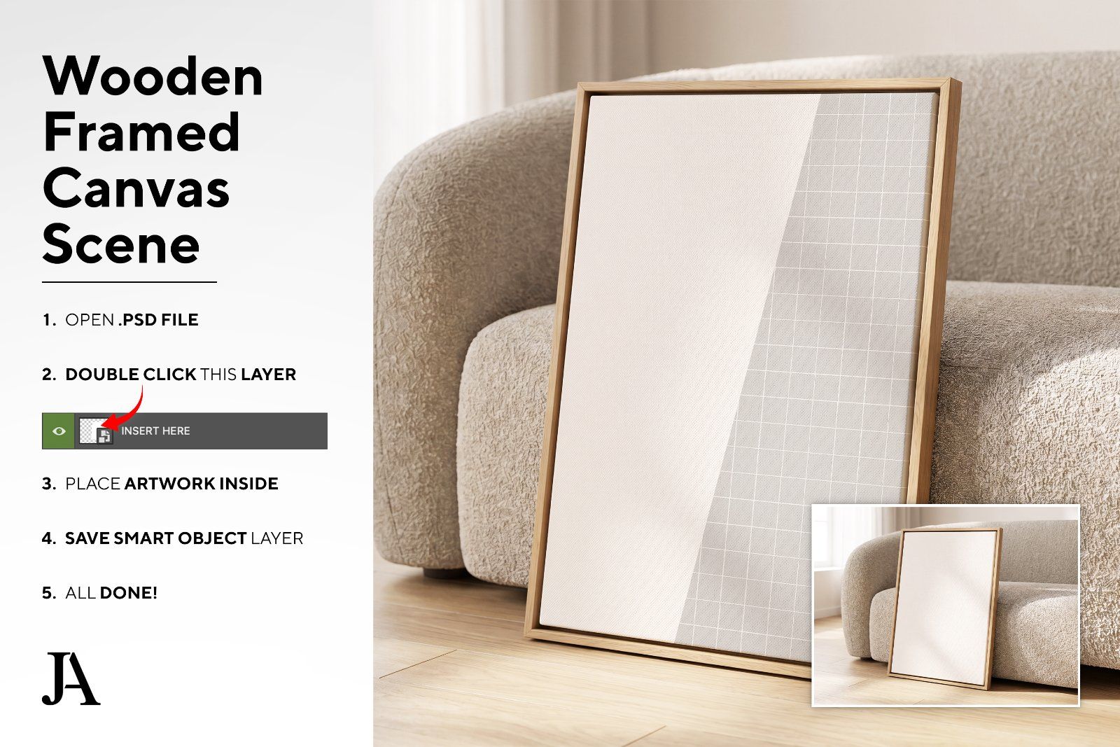 Wooden Framed Canvas | 2x3 Ratio PSD — image 4