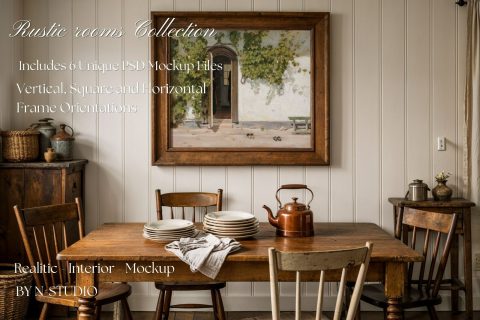 Rustic rooms Frame Mockup Bundle Collection