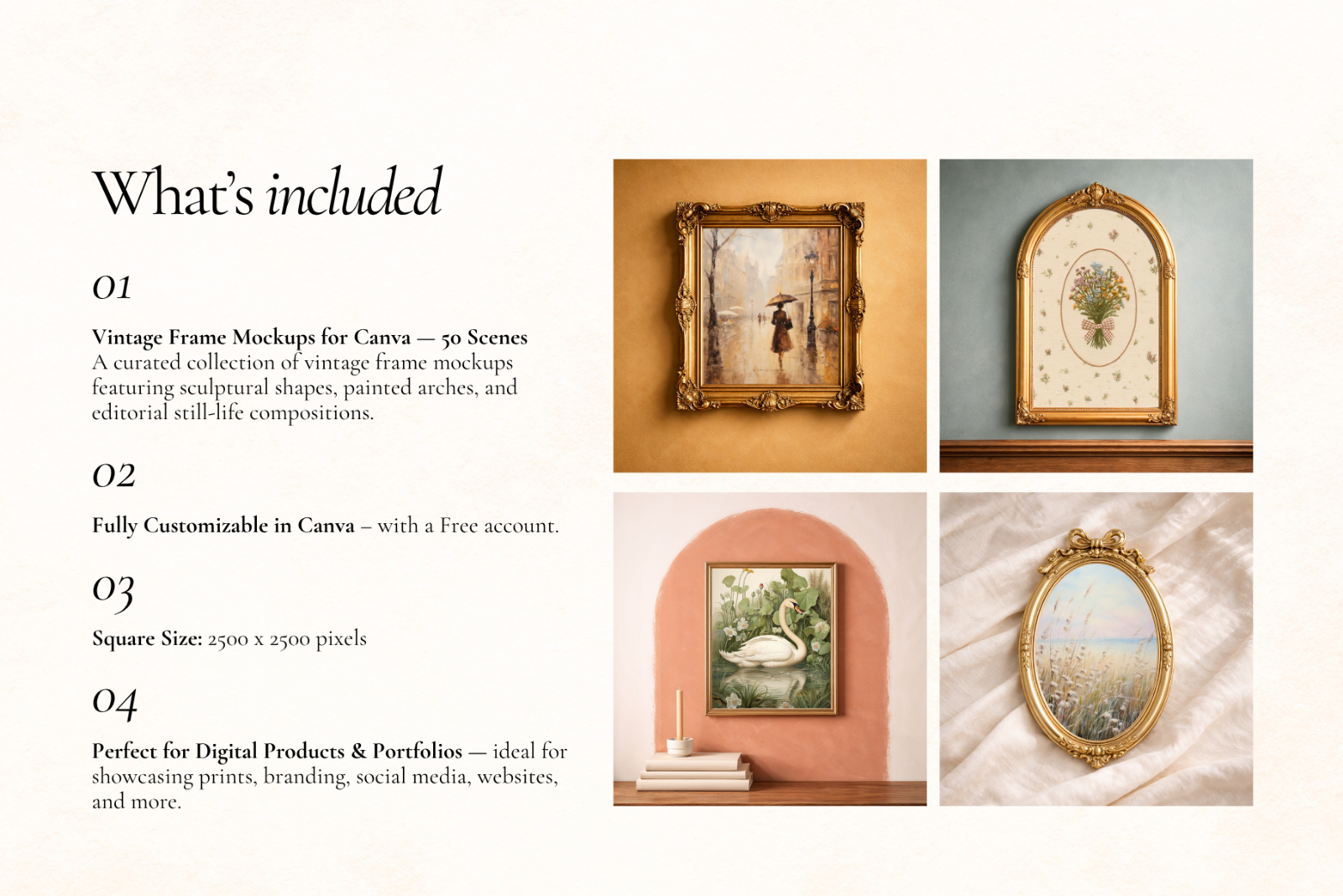 50 Vintage Frame Mockups for Canva — image 3