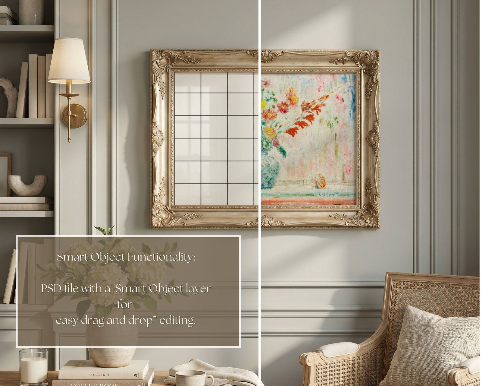vintage gold frame mockup set, portrait frame 3x4 ratio and horizontal frame 4x3 ratio, photoshop an — image 3