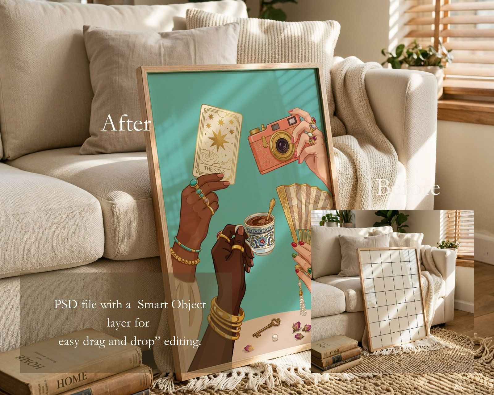 Vertical frame glass reflection Mockup, 3x4 ratio editable PSD — image 3