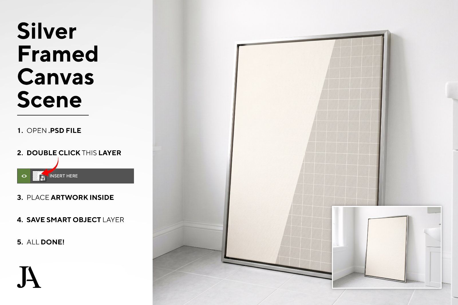 Silver Framed Canvas | 2x3 Ratio PSD — image 4
