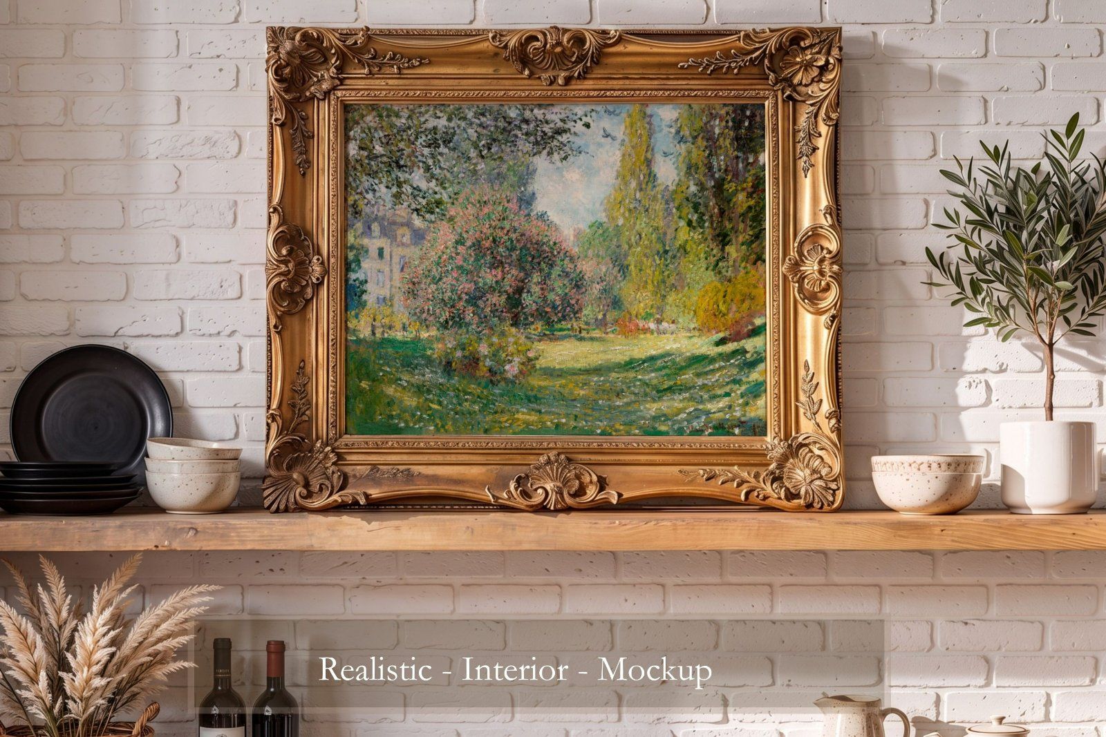 Gold ornate frame Mockup PSD, horizontal frame Ratio 4x5 — image 3