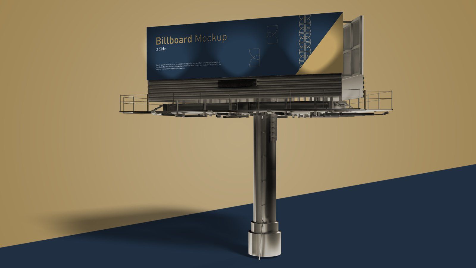Tri Side Billboard Mockup – 3 Sided Outdoor Advertising Display, 6 PSD Files — image 2