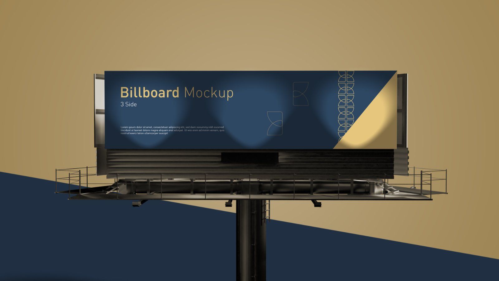 Tri Side Billboard Mockup – 3 Sided Outdoor Advertising Display, 6 PSD Files — image 3