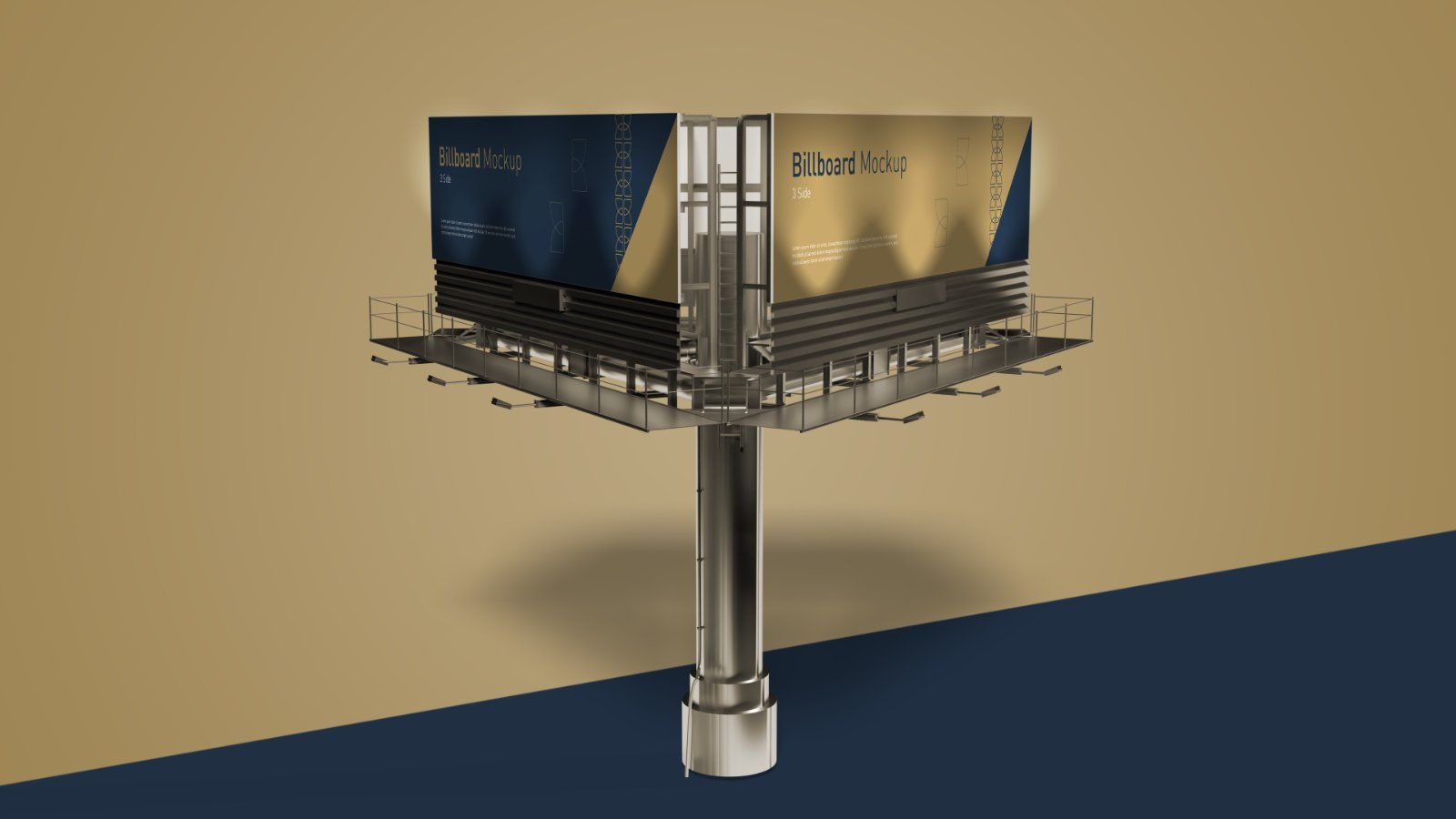 Tri Side Billboard Mockup – 3 Sided Outdoor Advertising Display, 6 PSD Files — image 7