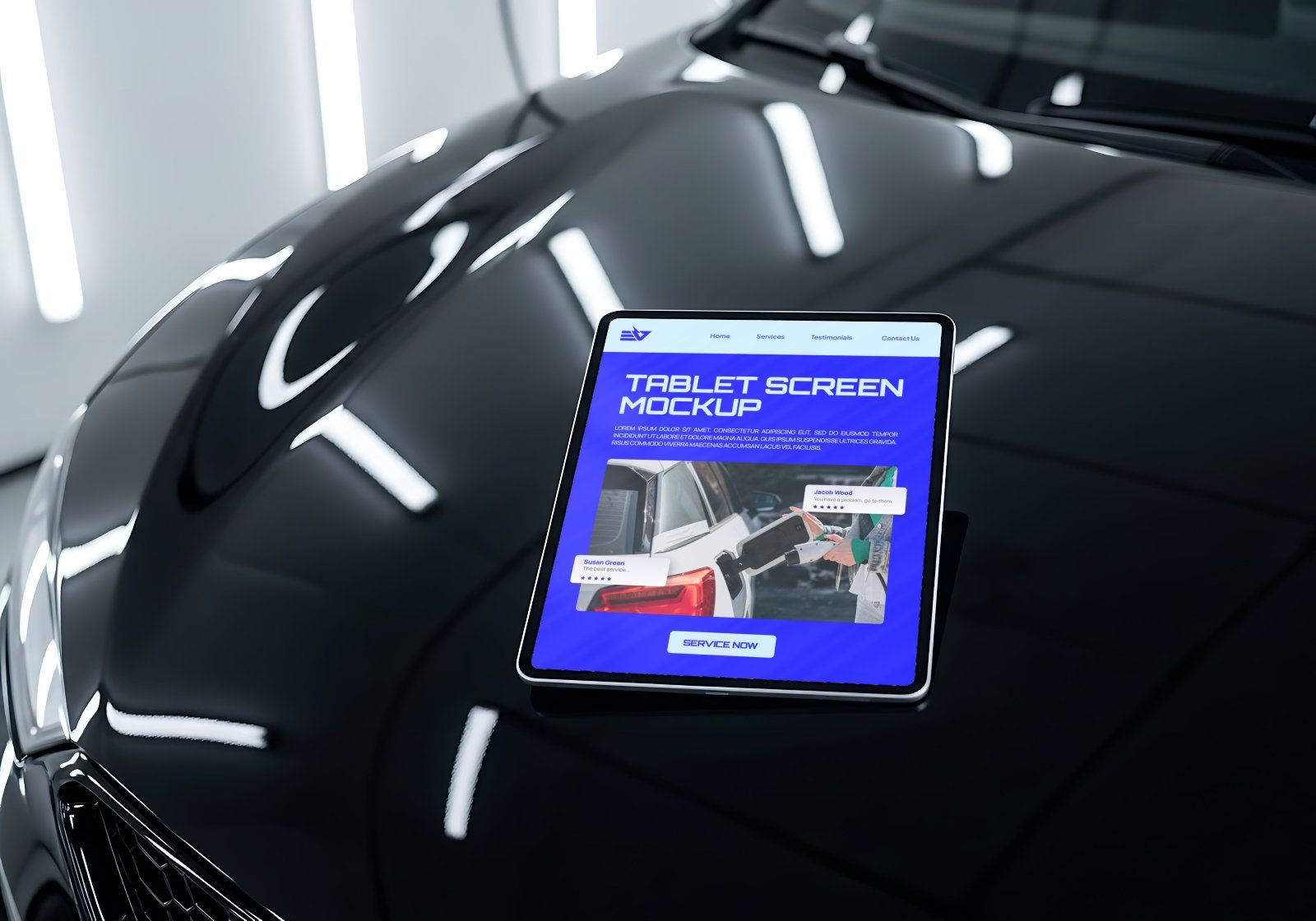 Premium Electric Vehicle Garage Mockup - 15 PSD File — image 8