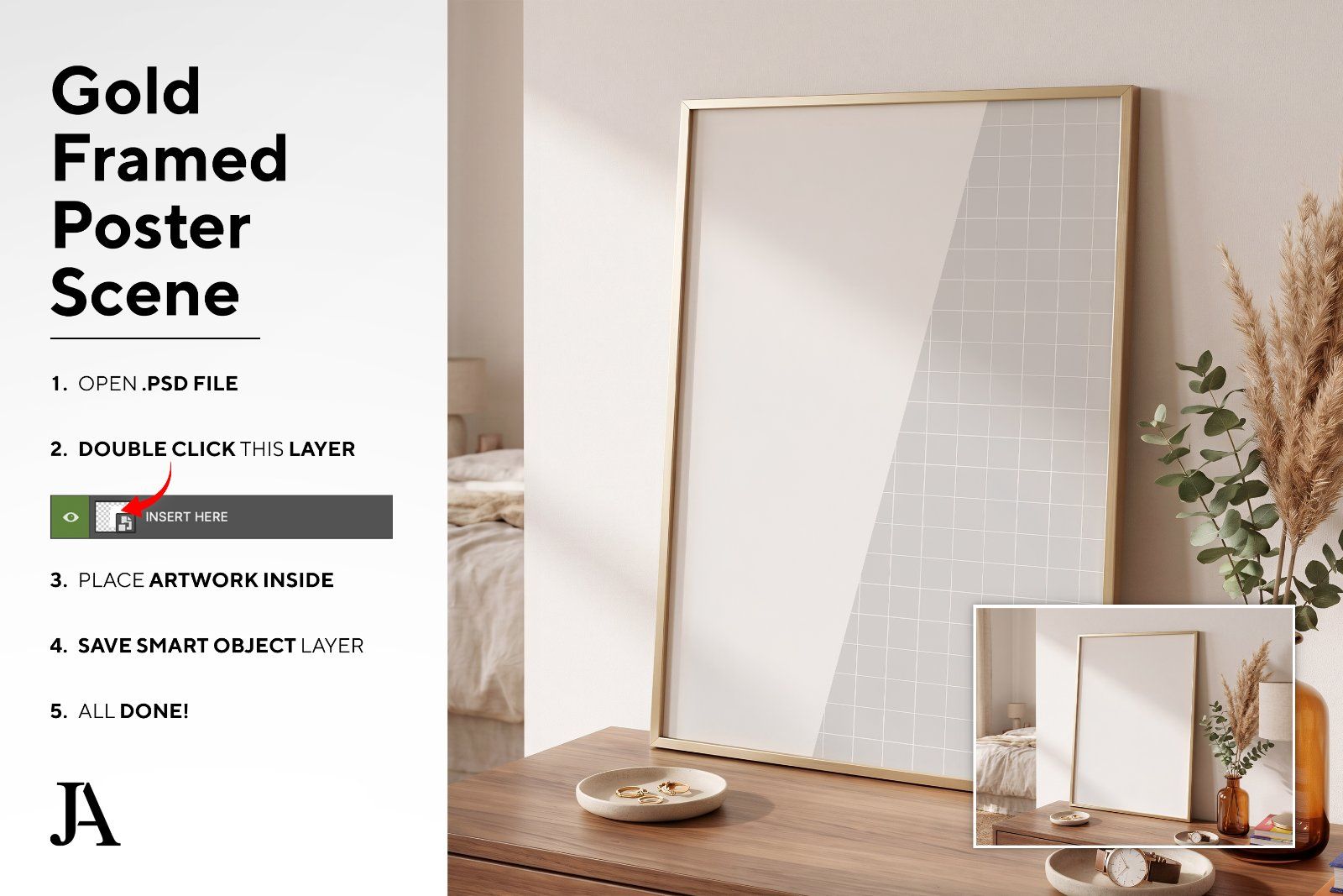 Gold Framed Poster | 2x3 Ratio PSD — image 4