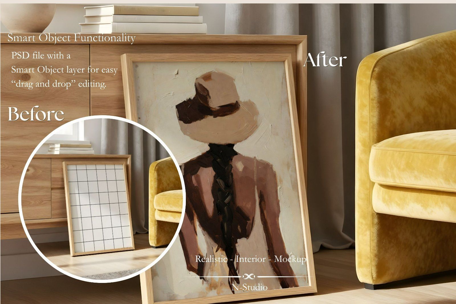 4 Yellow Velvet Frame Mockup Bundle — image 4