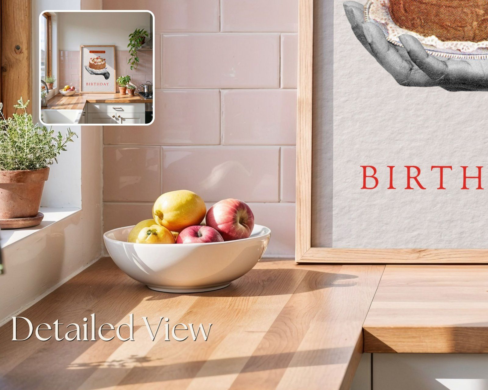 Kitchen Frame Mockup, Vertical 3x4 Ratio Frame on Wooden kitchen Counter mockup, — image 3