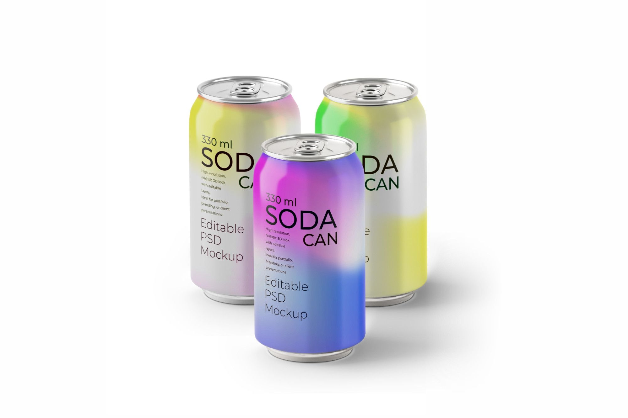 Modern Soda Can Mockup Series – 330ml Editable PSD Set — image 4