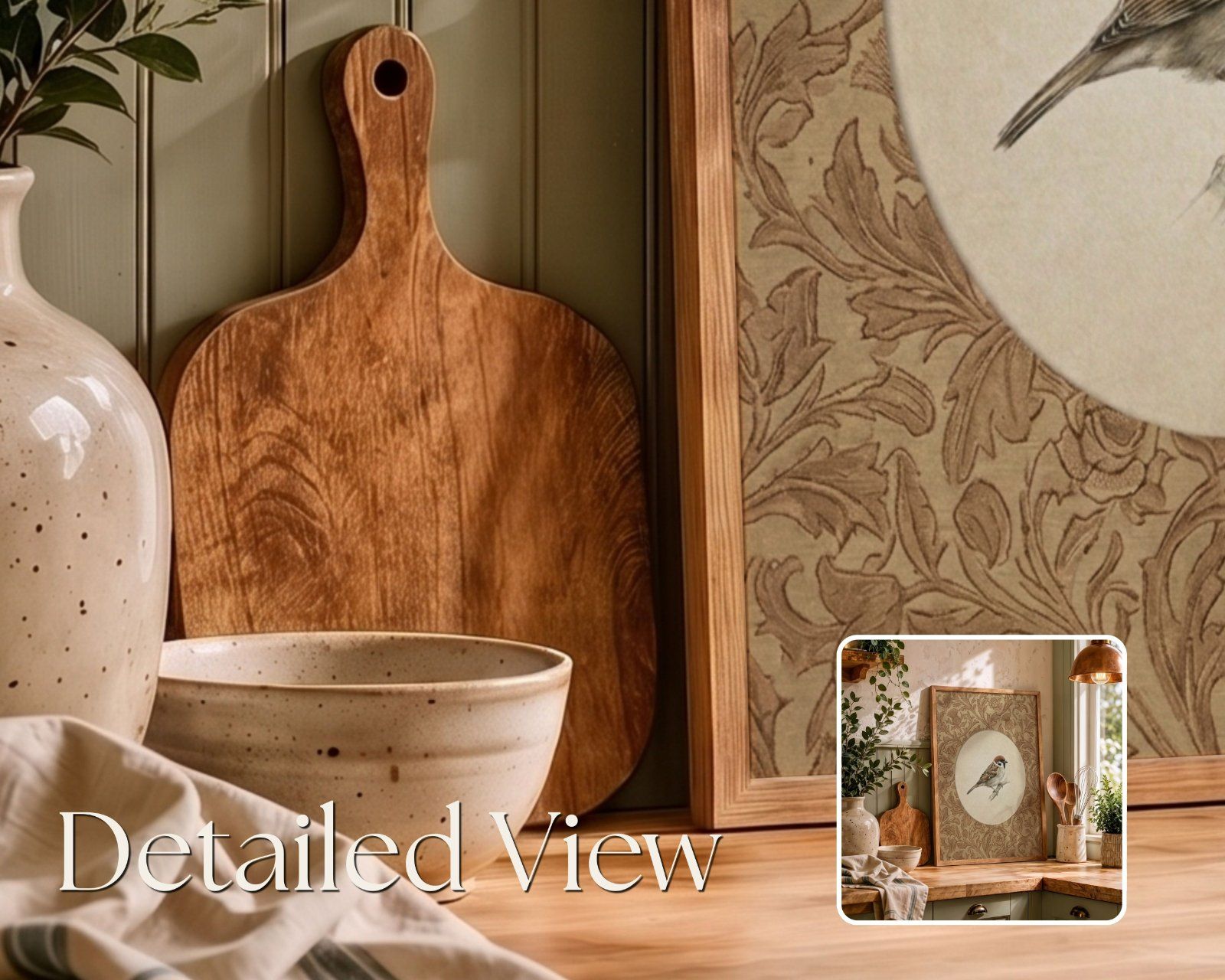 country cottage kitchen 3x4 ratio frame mockup, wooden frame on the counter mockup, — image 3