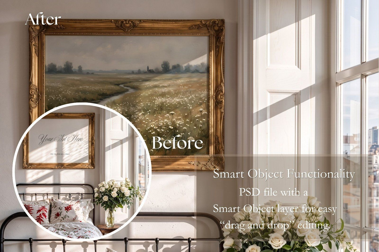 Gold ornate horizontal frame mockup — image 2