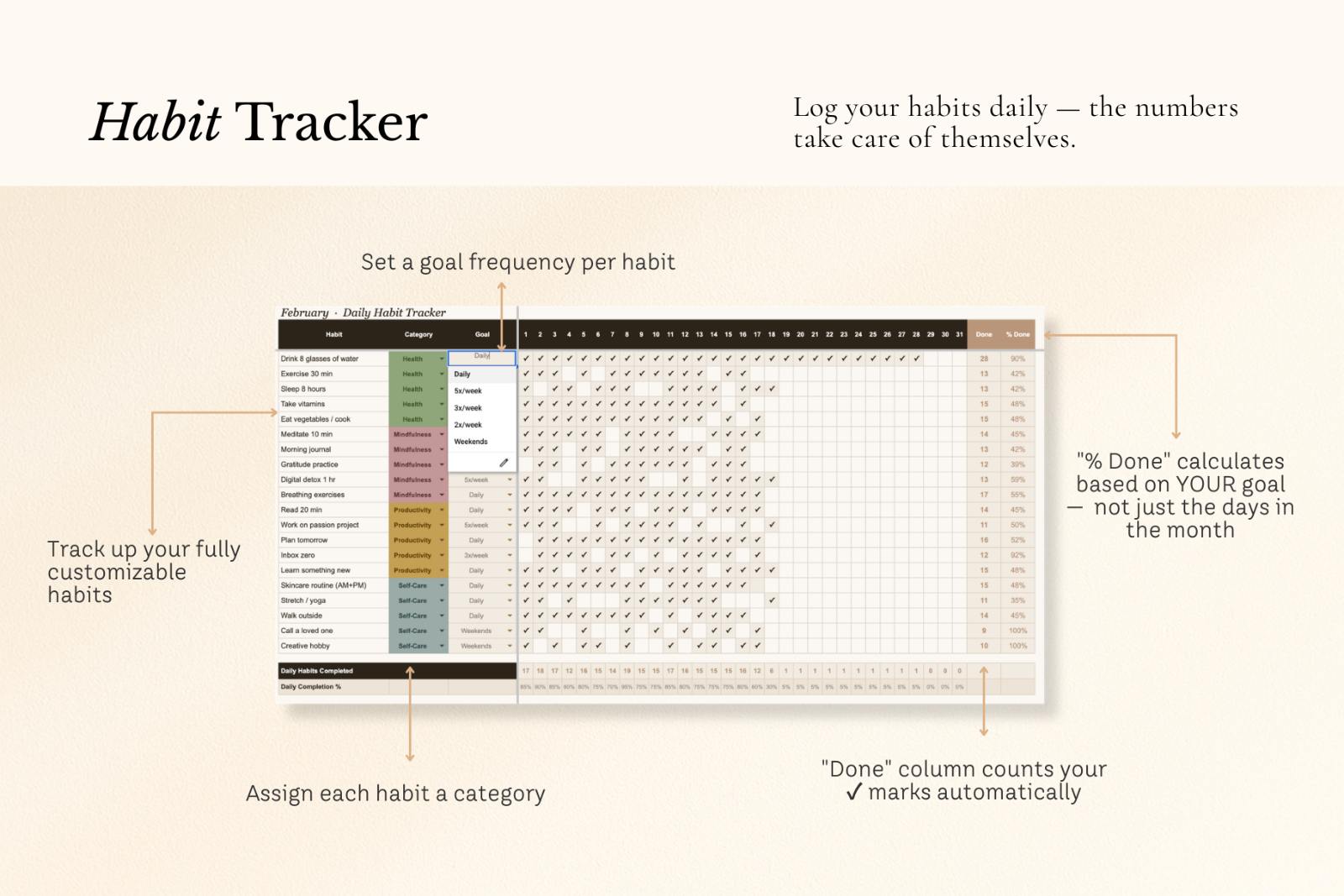 Simple Habit Tracker | Google Sheets — image 4