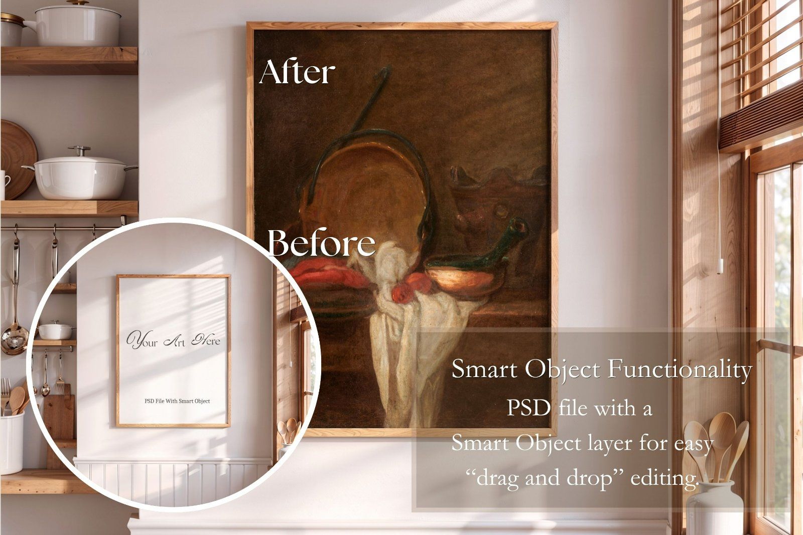 rustic wooden frame 3:4 Ratio PSD Mockup, Vertical Wood Frame PSD Realistic Shadows, — image 4