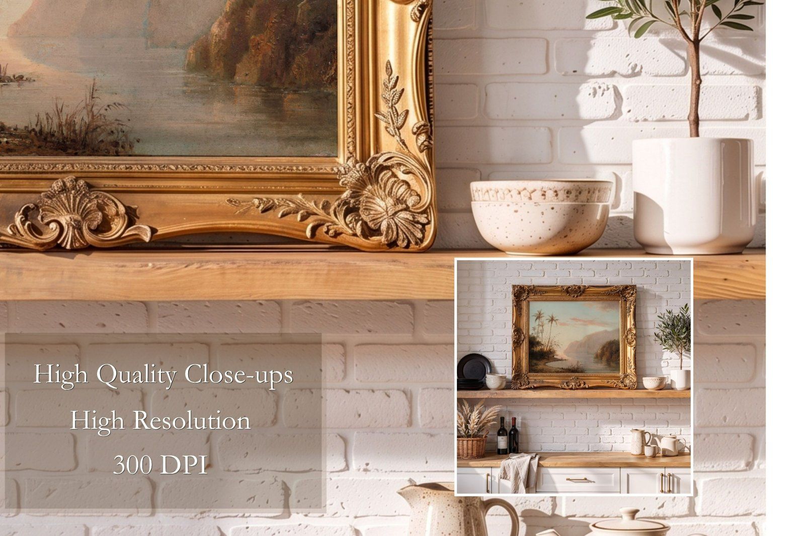 Gold ornate frame Mockup PSD, horizontal frame Ratio 4x5 — image 5