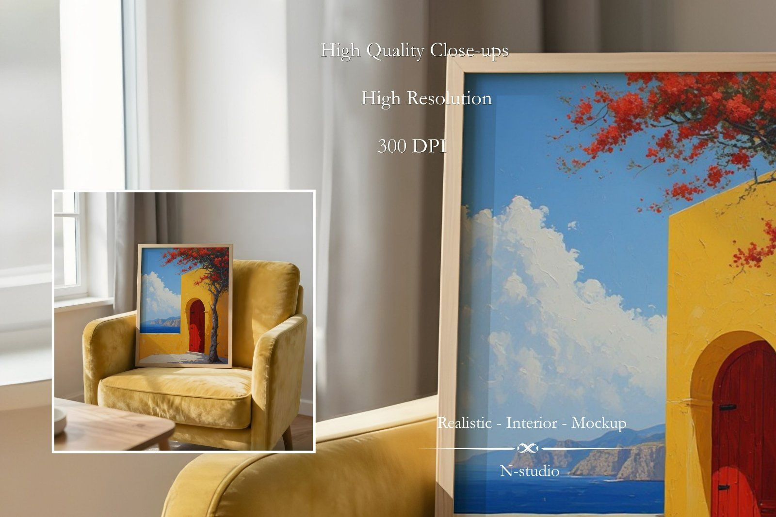 4 Yellow Velvet Frame Mockup Bundle — image 5