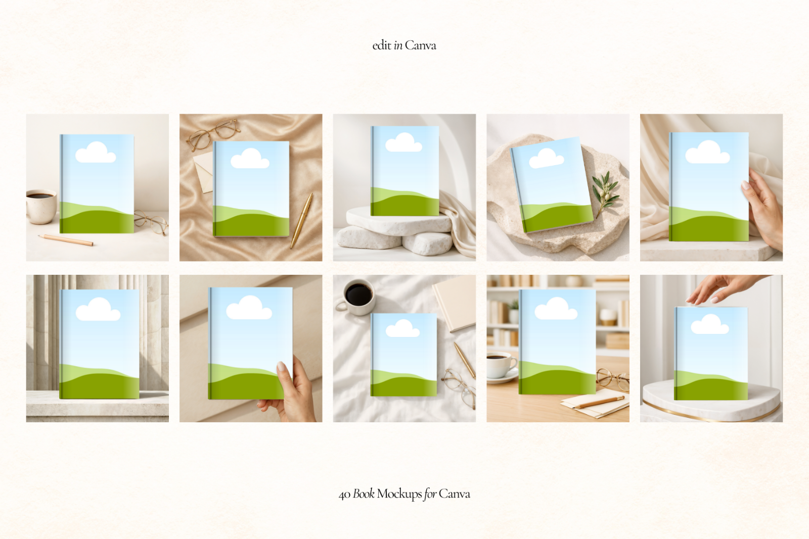 40 Editorial Book Cover Mockups for Canva — image 5