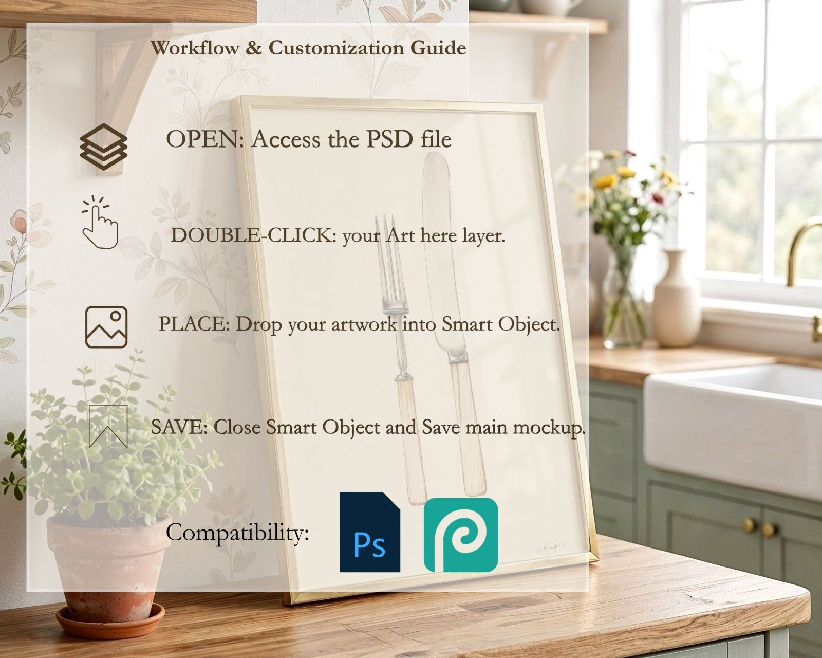 Kitchen Countertop glass reflection Frame Mockup — image 5
