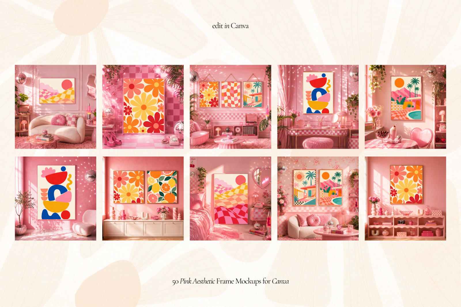 50 Girly Pink Aesthetic Frame Mockup — image 5