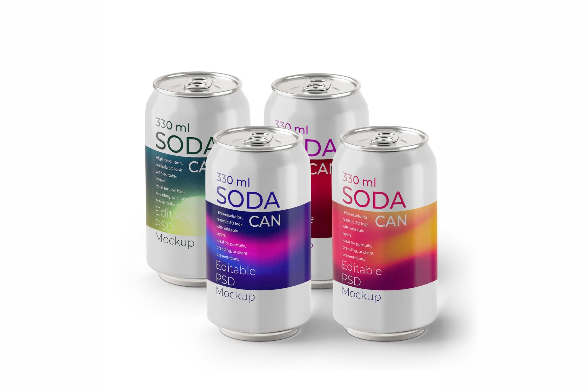 Modern Soda Can Mockup Series – 330ml Editable PSD Set — image 5