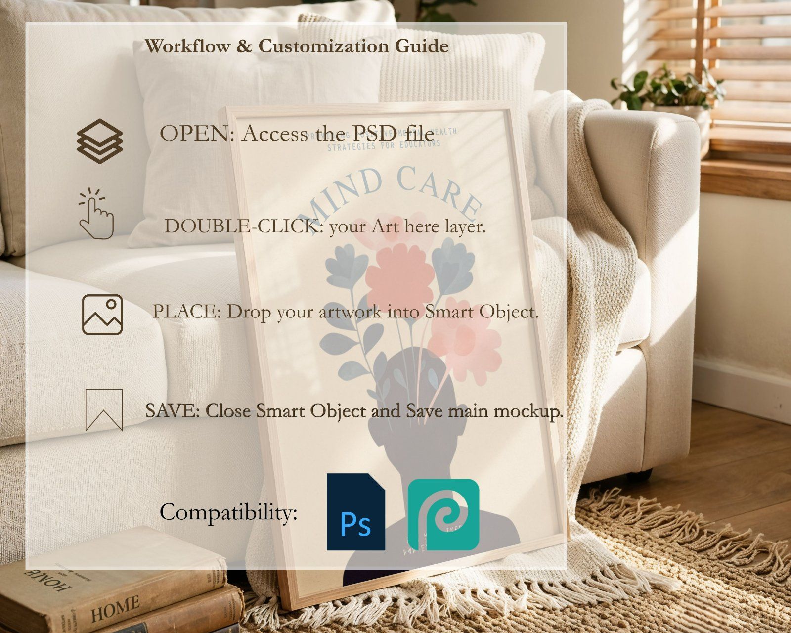 Vertical frame glass reflection Mockup, 3x4 ratio editable PSD — image 8