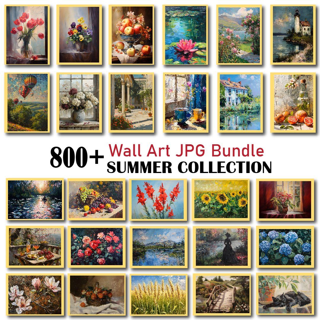 Summer Wall Art Bundle, Bundle Wall Art, Vintage Wall Art, Summer Prints, Summer JPG, Spring Prints, — image 1
