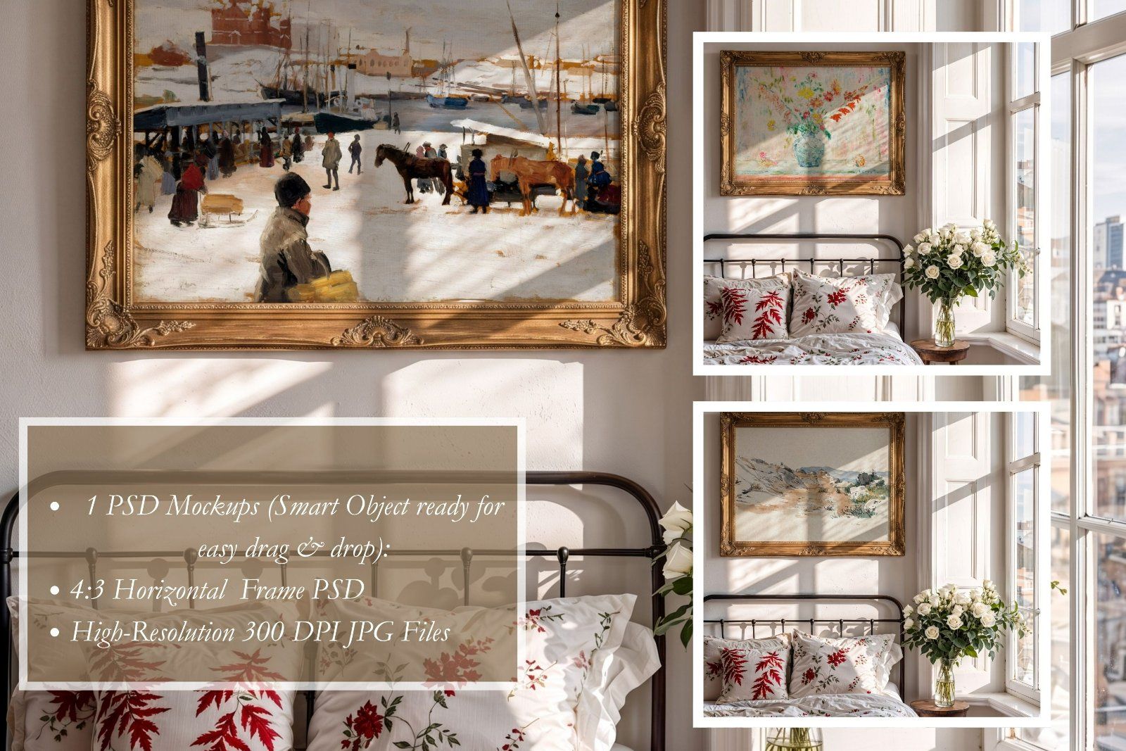 Gold ornate horizontal frame mockup — image 4