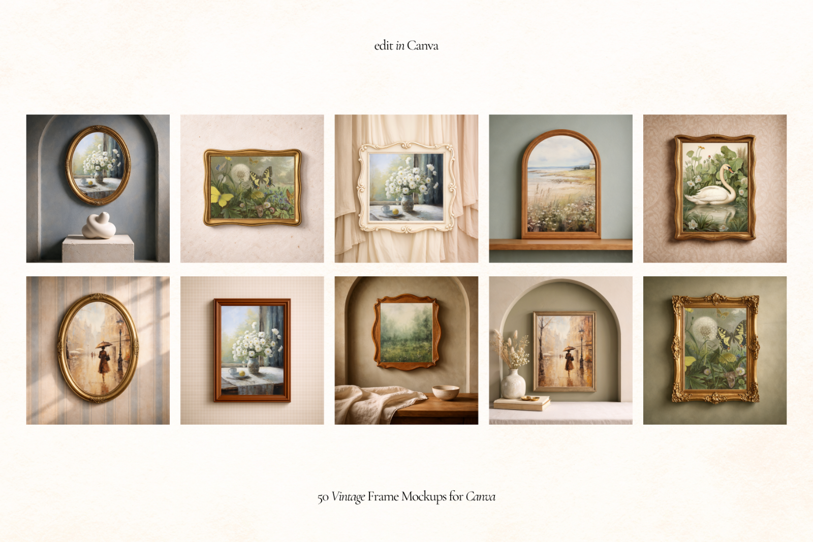 50 Vintage Frame Mockups for Canva — image 6