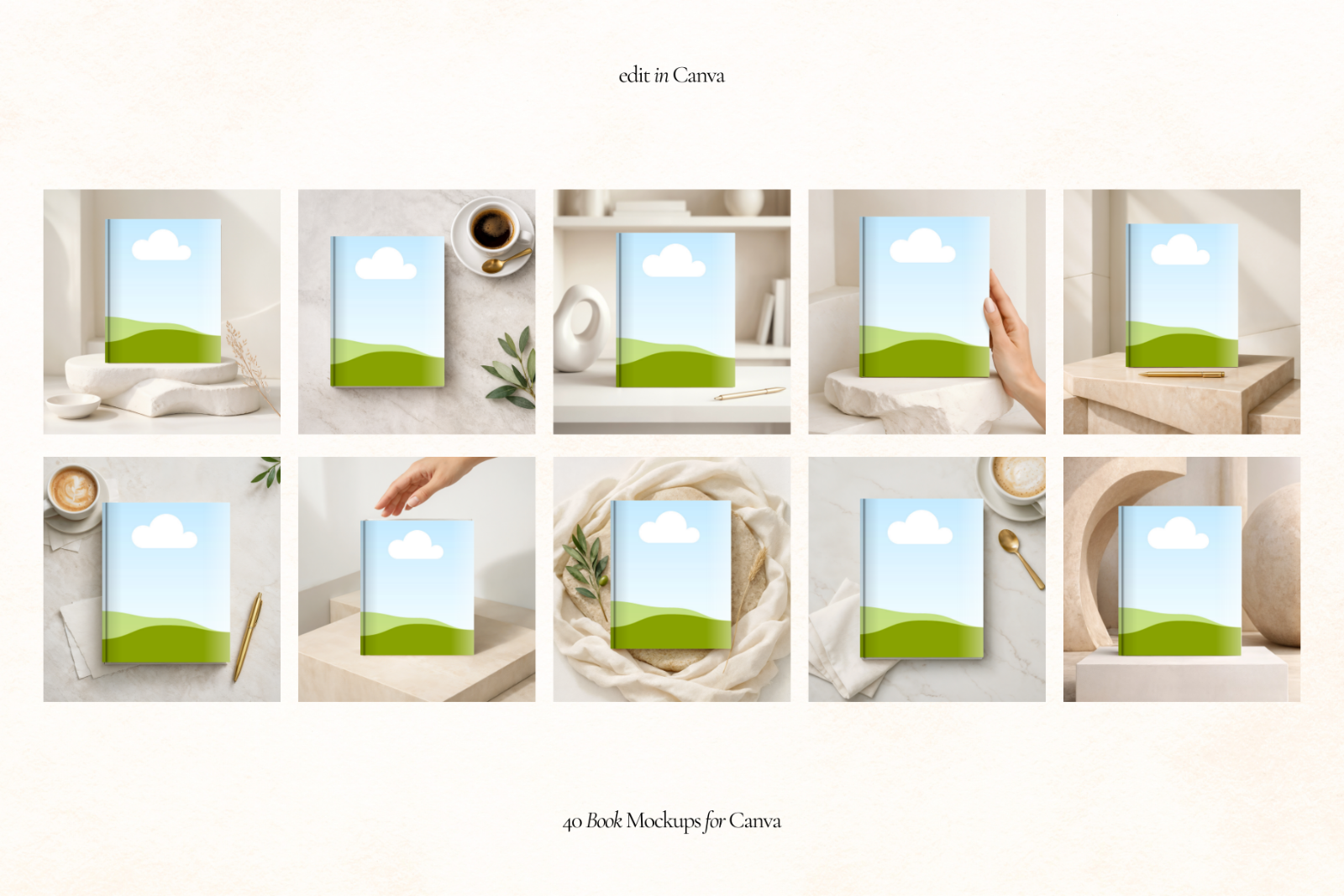 40 Editorial Book Cover Mockups for Canva — image 6
