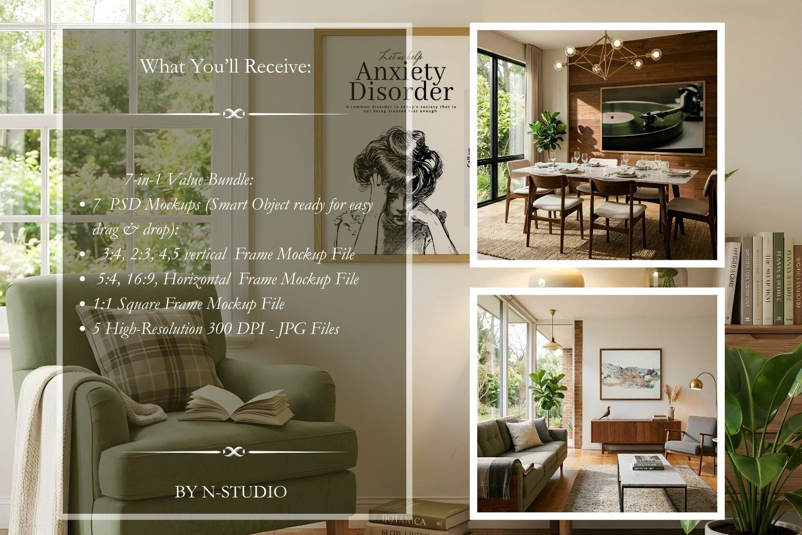 Modern Living Room Frame Mockup Bundle — image 6