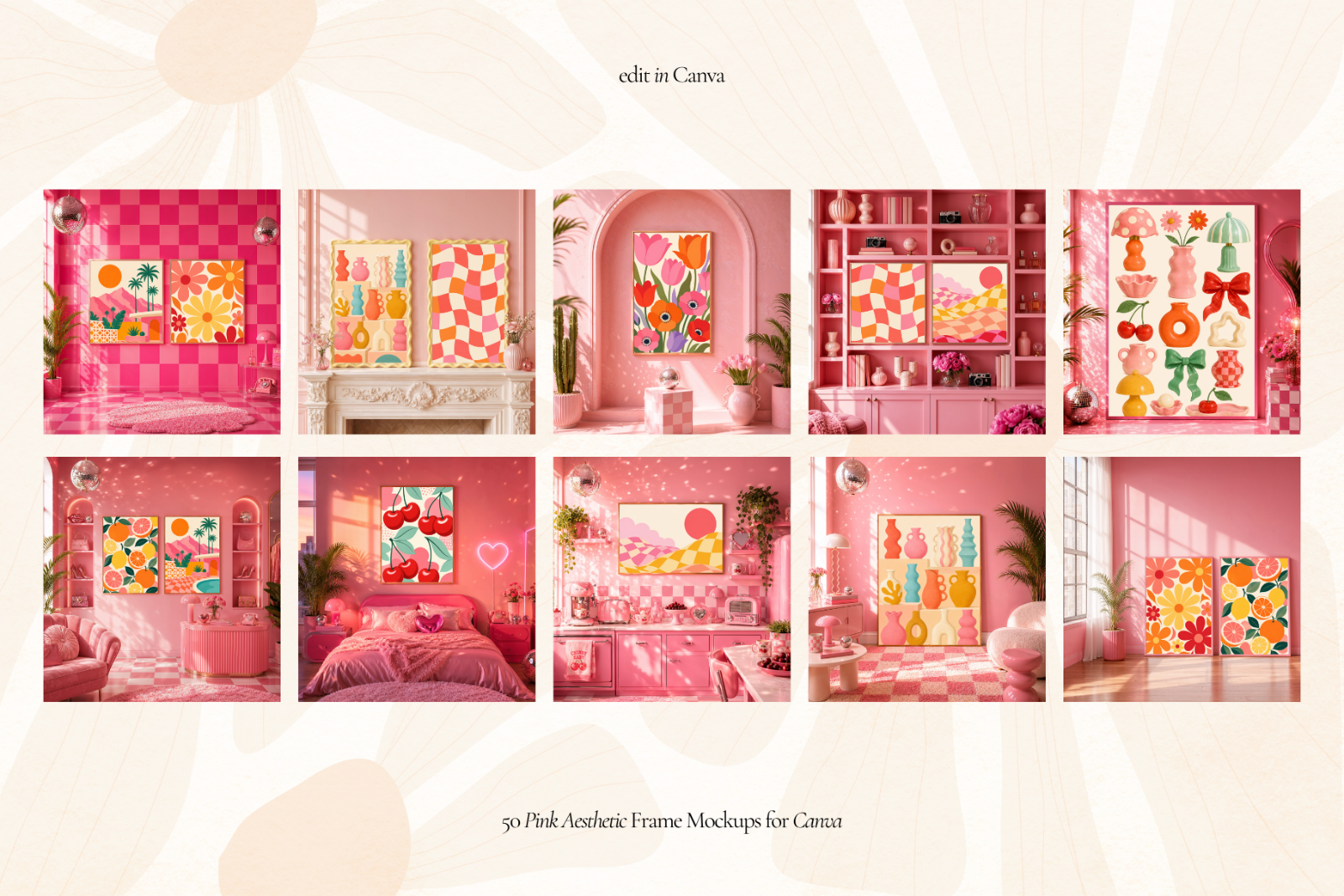 50 Girly Pink Aesthetic Frame Mockup — image 6