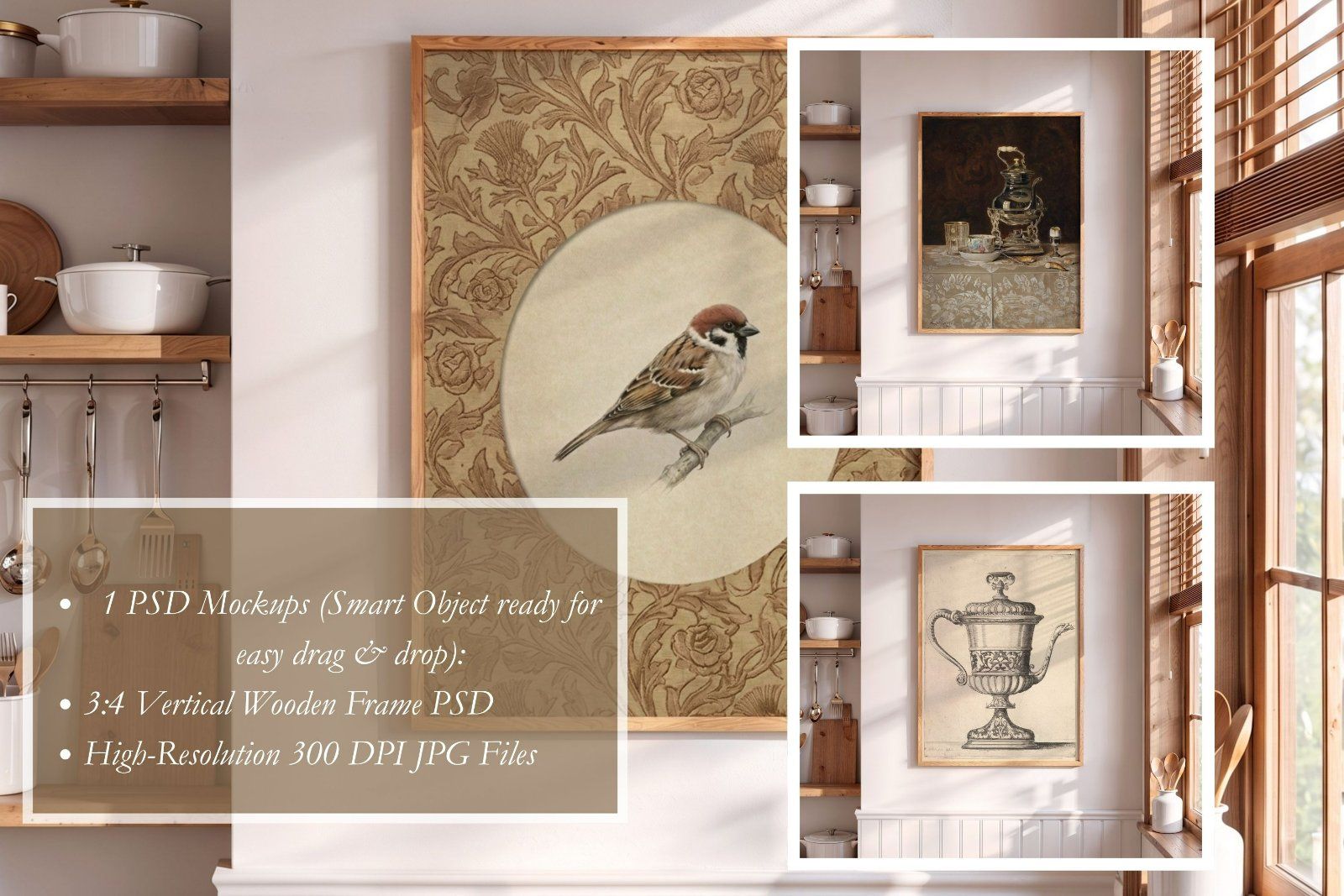 rustic wooden frame 3:4 Ratio PSD Mockup, Vertical Wood Frame PSD Realistic Shadows, — image 6
