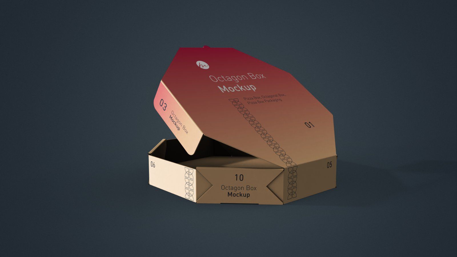 Octagonal Pizza Box Mockup - 5 PSD — image 2