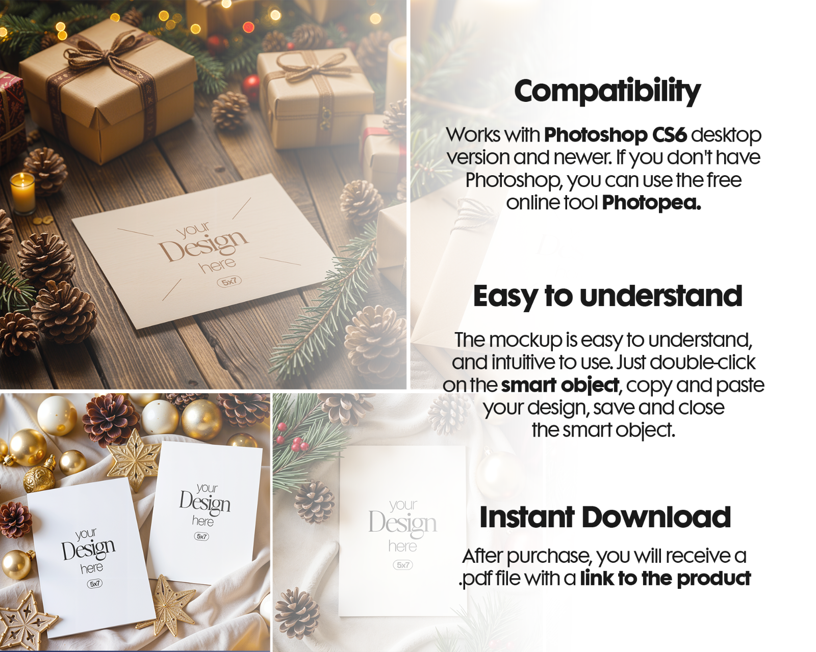 20 Christmas Card Mockup Bundle: White Blank Card PSD (Digital Download) — image 8