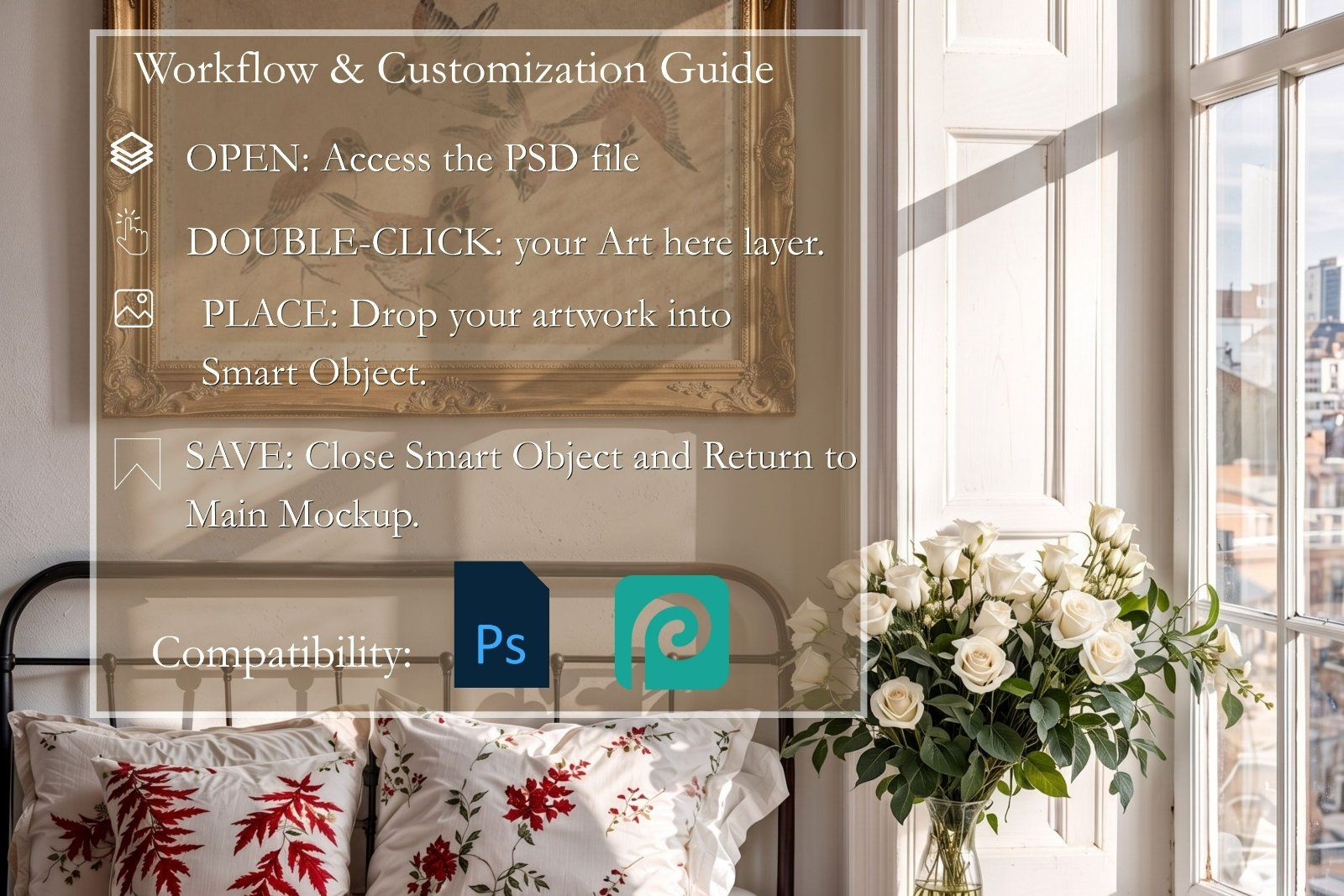Gold ornate horizontal frame mockup — image 5