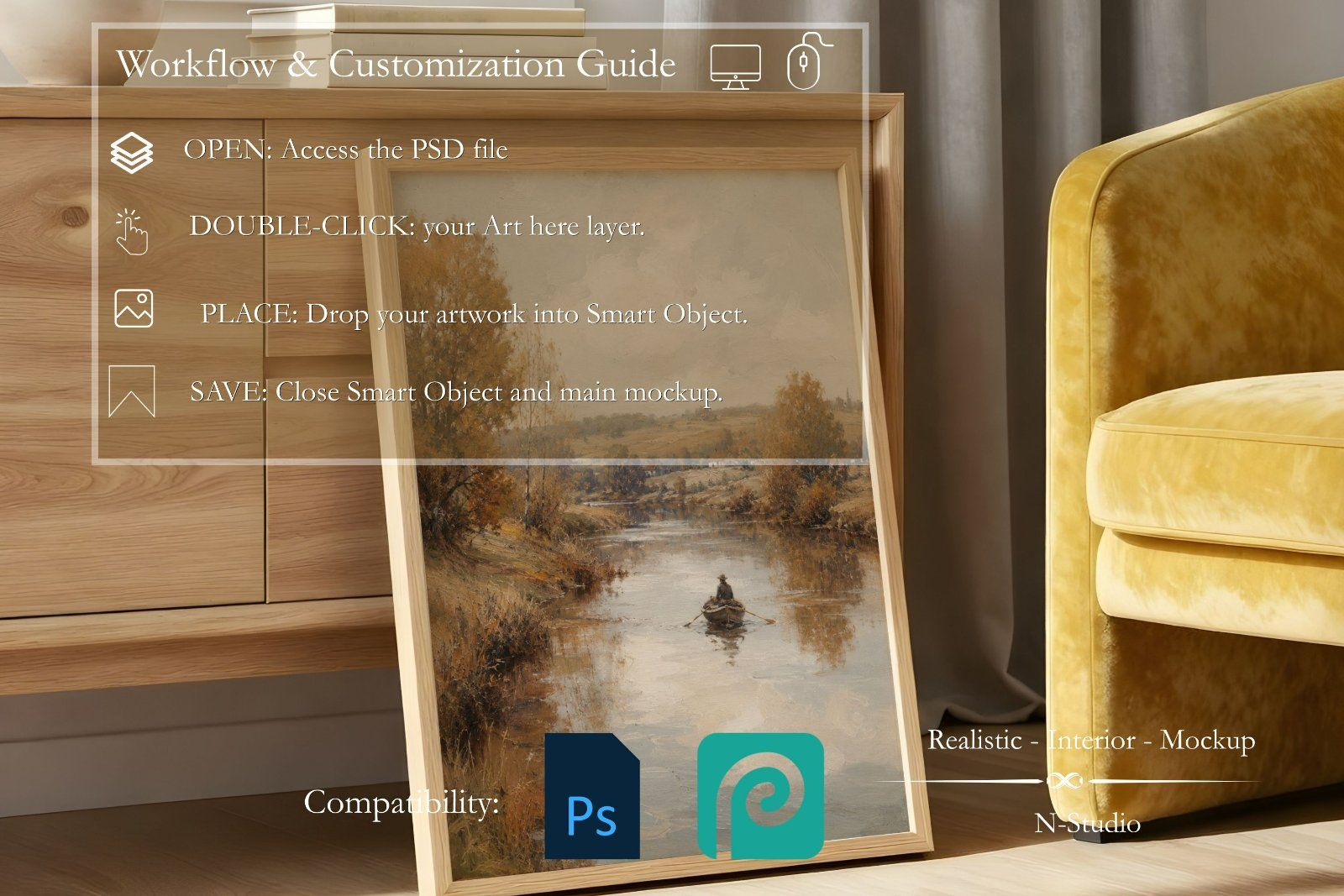 4 Yellow Velvet Frame Mockup Bundle — image 7