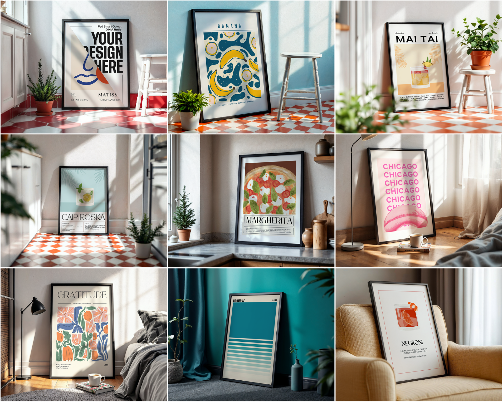 100 Black Frame Poster Mockup PSD Bundle, Wall Art & Poster Smart Object Template — image 7