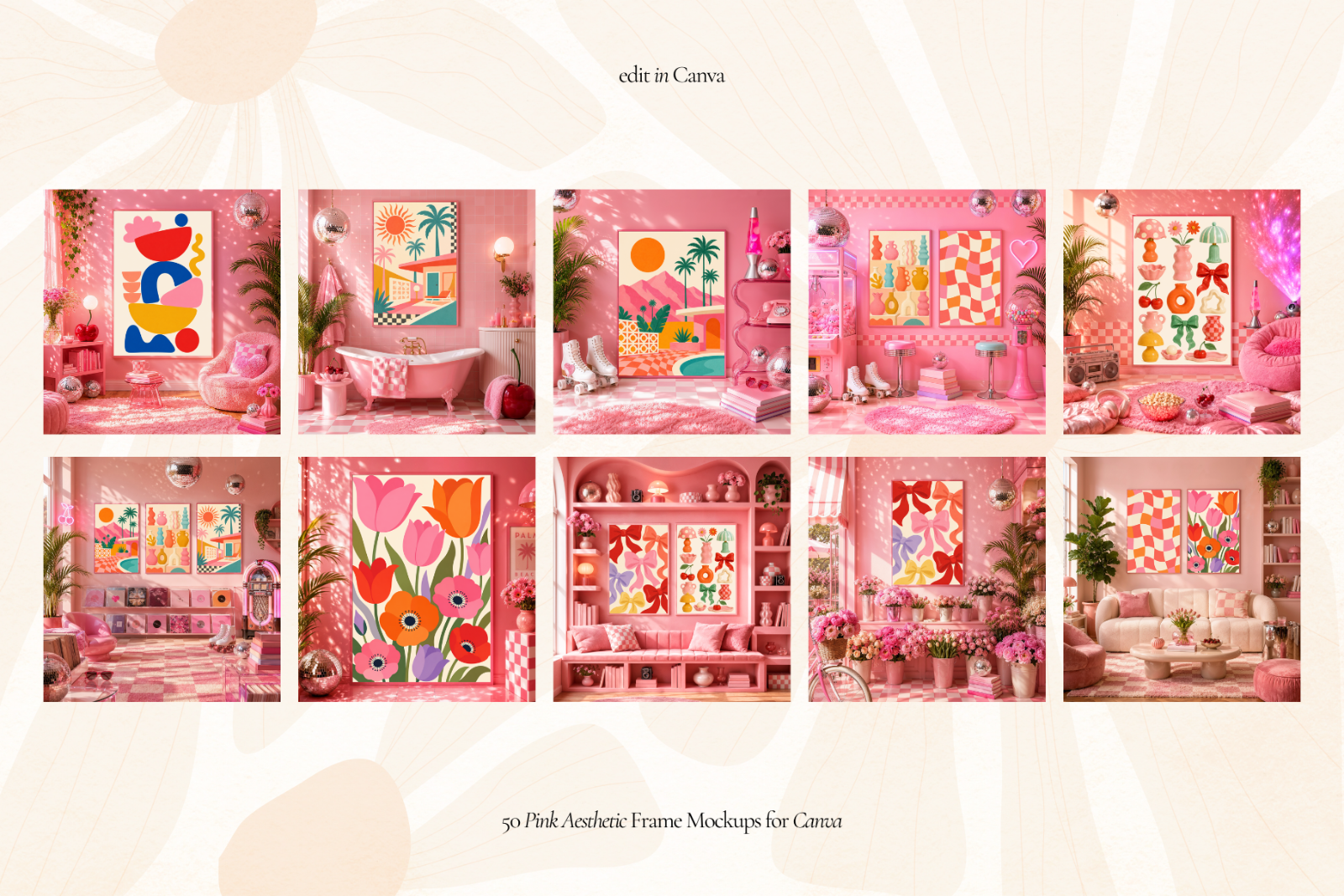 50 Girly Pink Aesthetic Frame Mockup — image 7