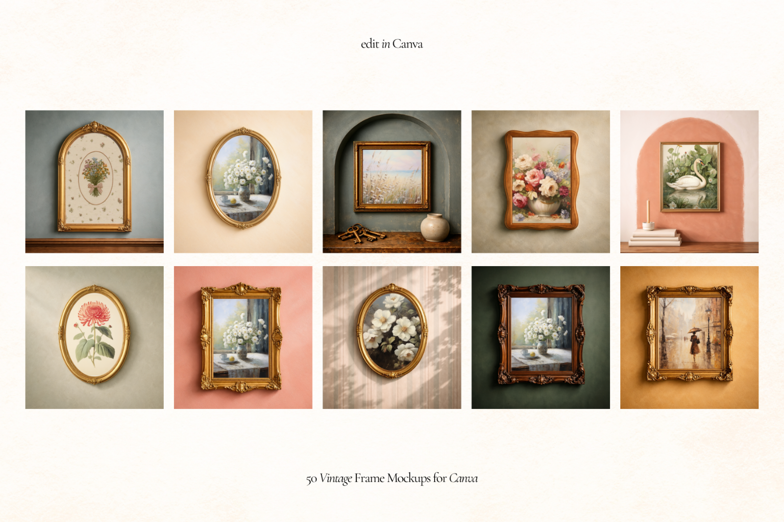 50 Vintage Frame Mockups for Canva — image 7