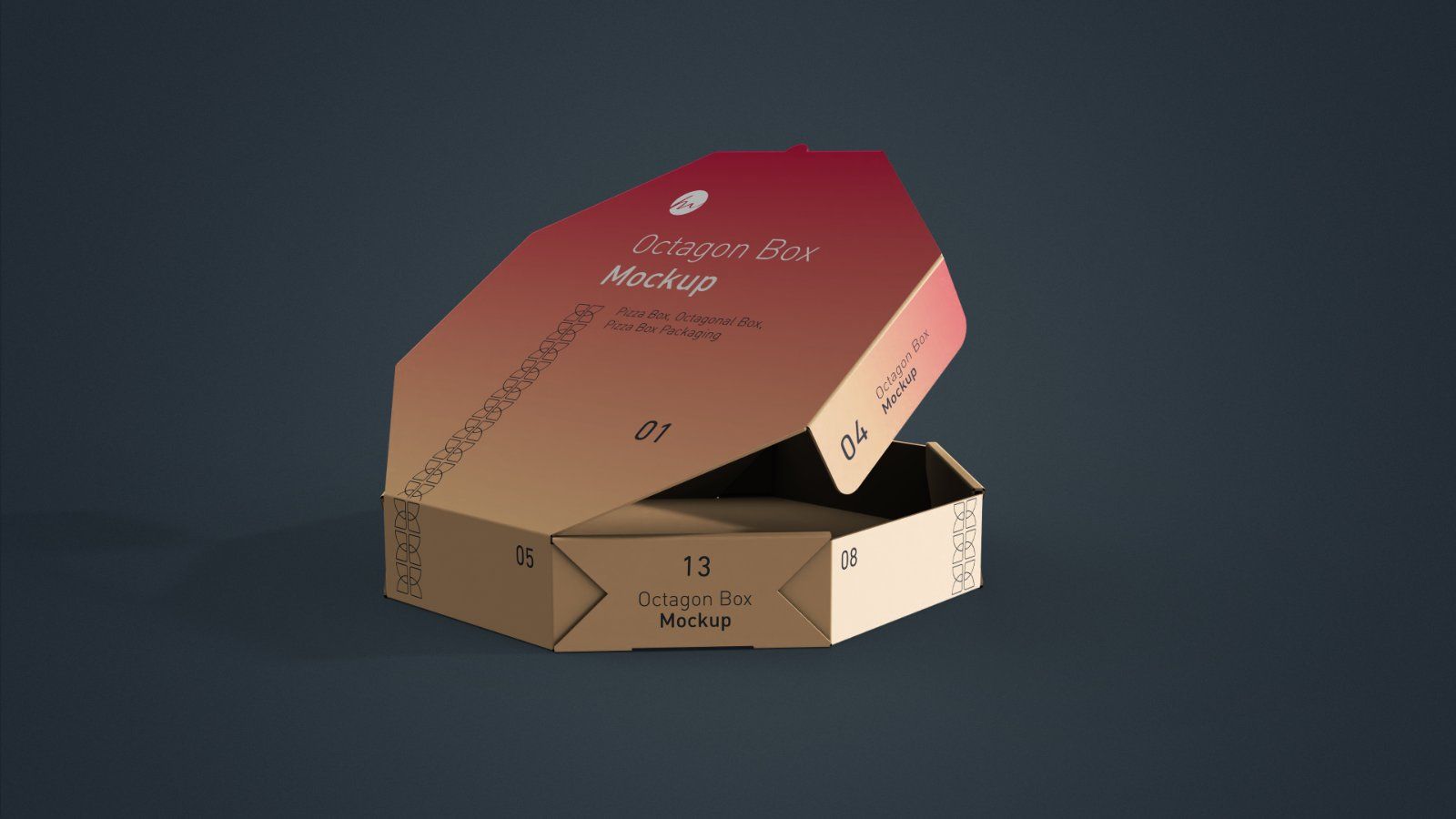 Octagonal Pizza Box Mockup - 5 PSD — image 3
