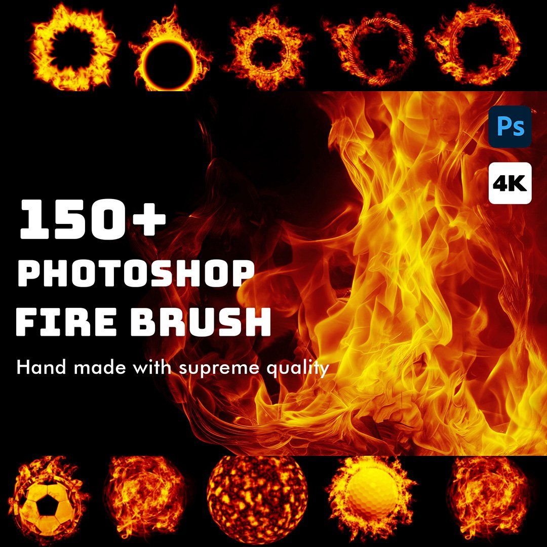 150+ Fire Flames Photoshop Brush, Fire Circle brush, Fire Ball brush, Fire brush, fire effect, flame — image 1