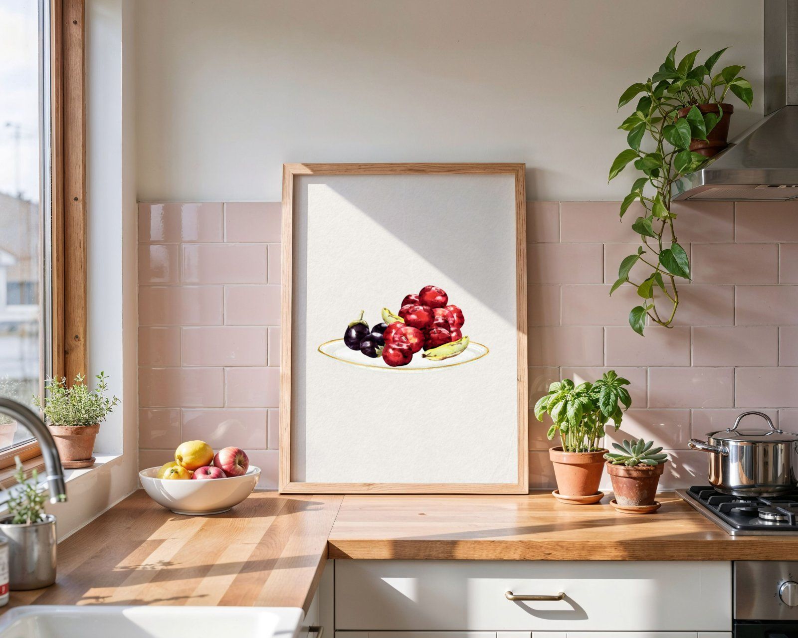 Kitchen Frame Mockup, Vertical 3x4 Ratio Frame on Wooden kitchen Counter mockup, — image 4